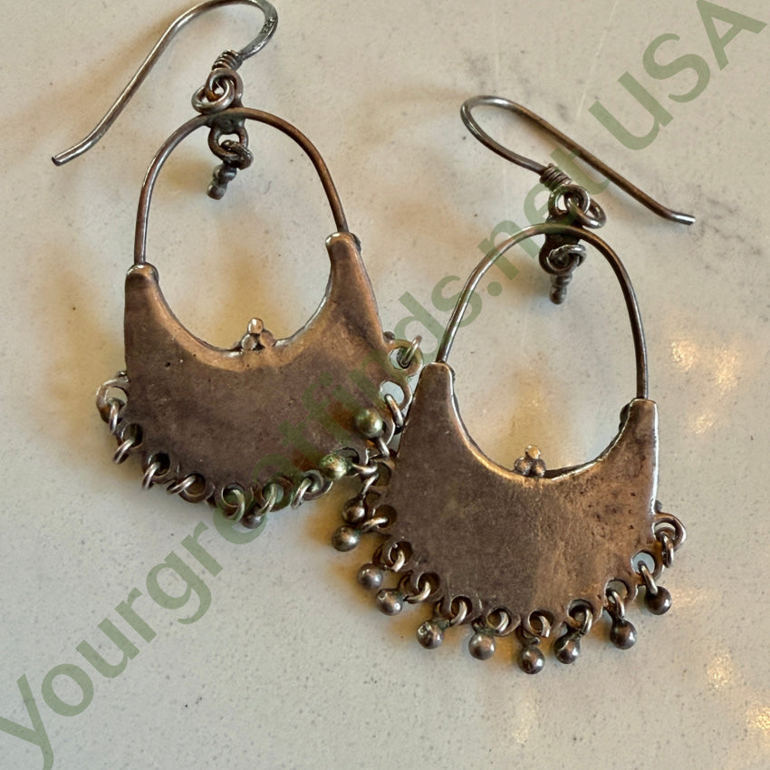 Sterling Silver & LapId Ethnic Hoop Pierced Earrings Boho Earrings