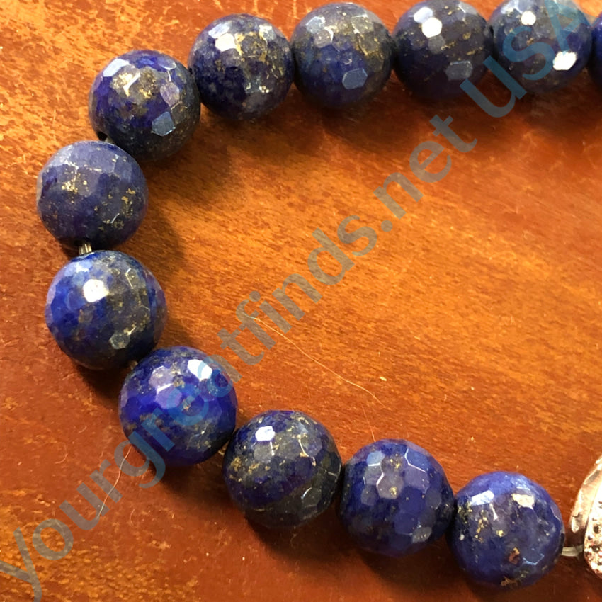 Sterling Silver Lapis Lazuli & Cubic Zirconia Elastic Beaded Bracelet Bracelet