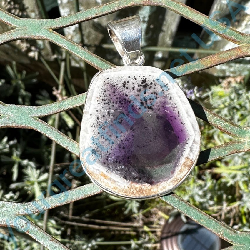 Sterling Silver Large Fluorite Pendant White Pendant