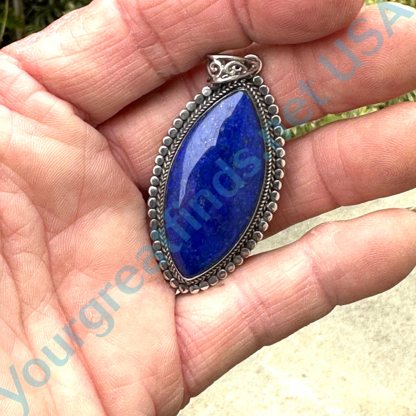 Sterling Silver Large Lapis Lazuli Pendant Pendant