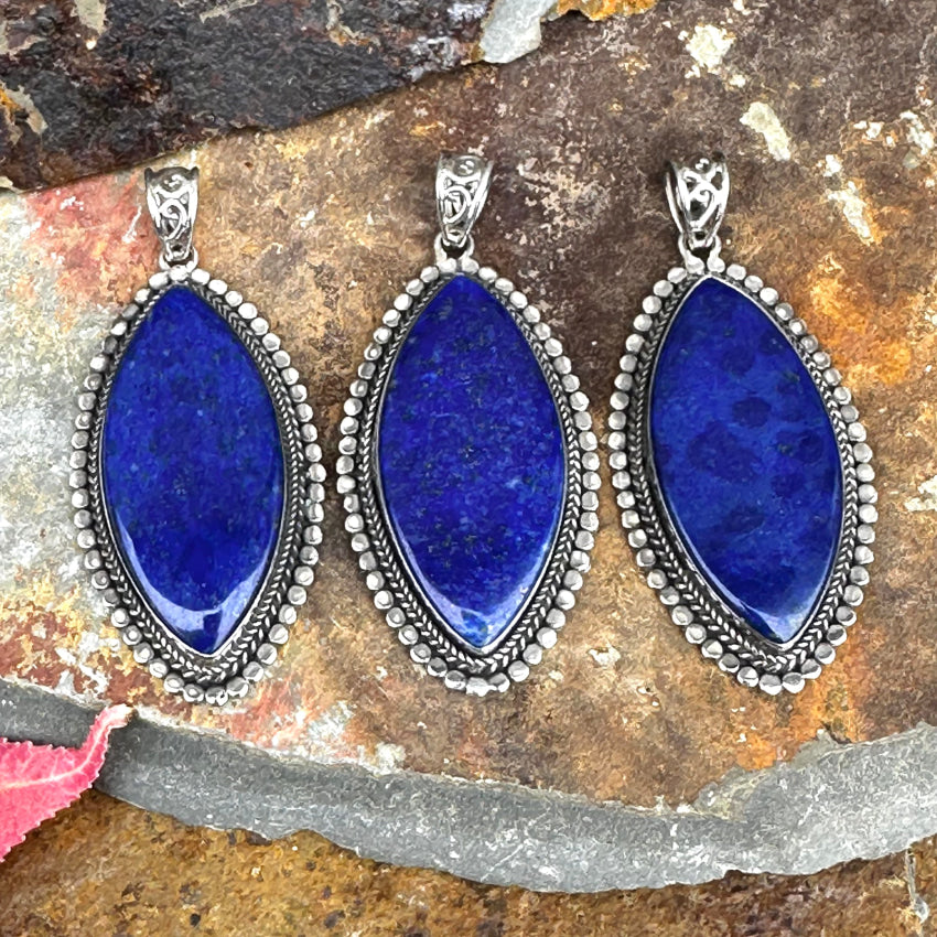 Sterling Silver Large Lapis Lazuli Pendant Pendant