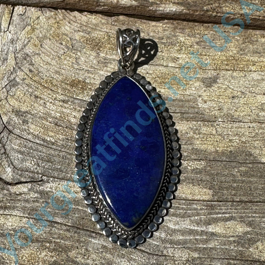 Sterling Silver Large Lapis Lazuli Pendant Blue Pendant