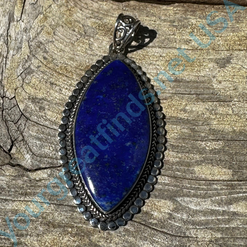 Sterling Silver Large Lapis Lazuli Pendant Navy Pendant