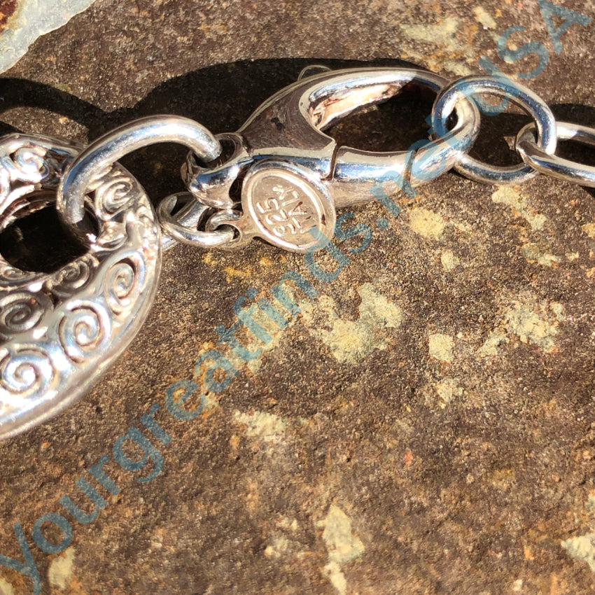 Sterling Silver Large Link Bracelet Spiral Texture Bracelets