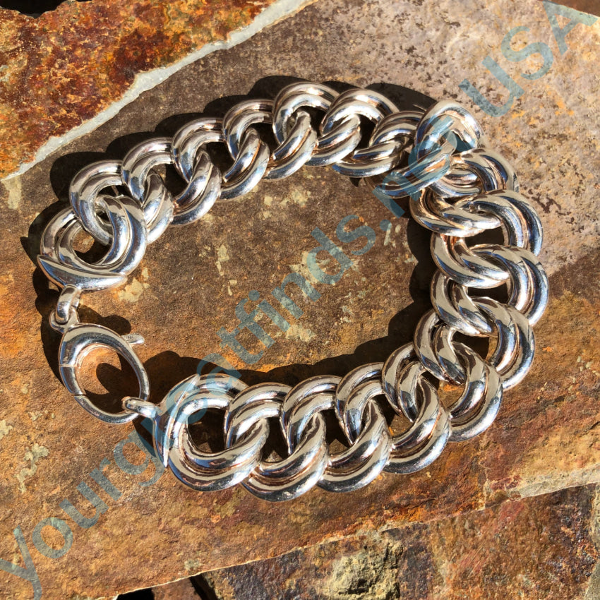 Sterling Silver Large Link Bracelet Textured Bracelets