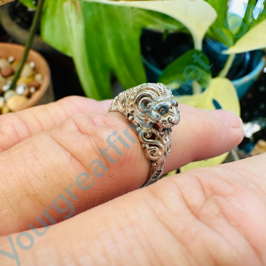 Sterling Silver Lion Ring Size 6 75
