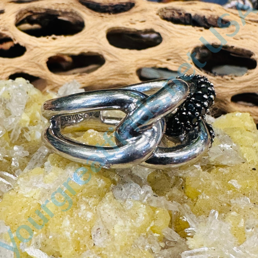 Sterling Silver Love Knot Ring Swarovski Crystals Size 9