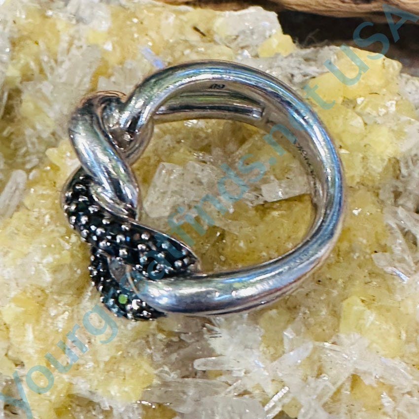 Sterling Silver Love Knot Ring Swarovski Crystals Size 9