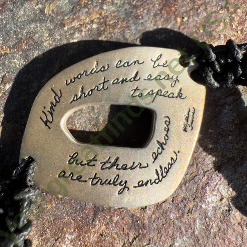 Sterling Silver & Macramé Bracelet Mother Teresa Quote Bracelet