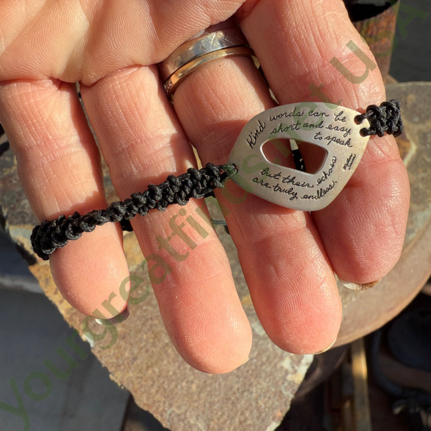 Sterling Silver & Macramé Bracelet Mother Teresa Quote Bracelet