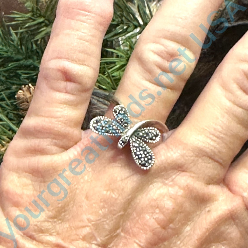 Sterling Silver Marcasite Butterfly Ring 7.5