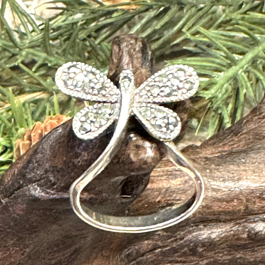 Sterling Silver Marcasite Butterfly Ring 7.5