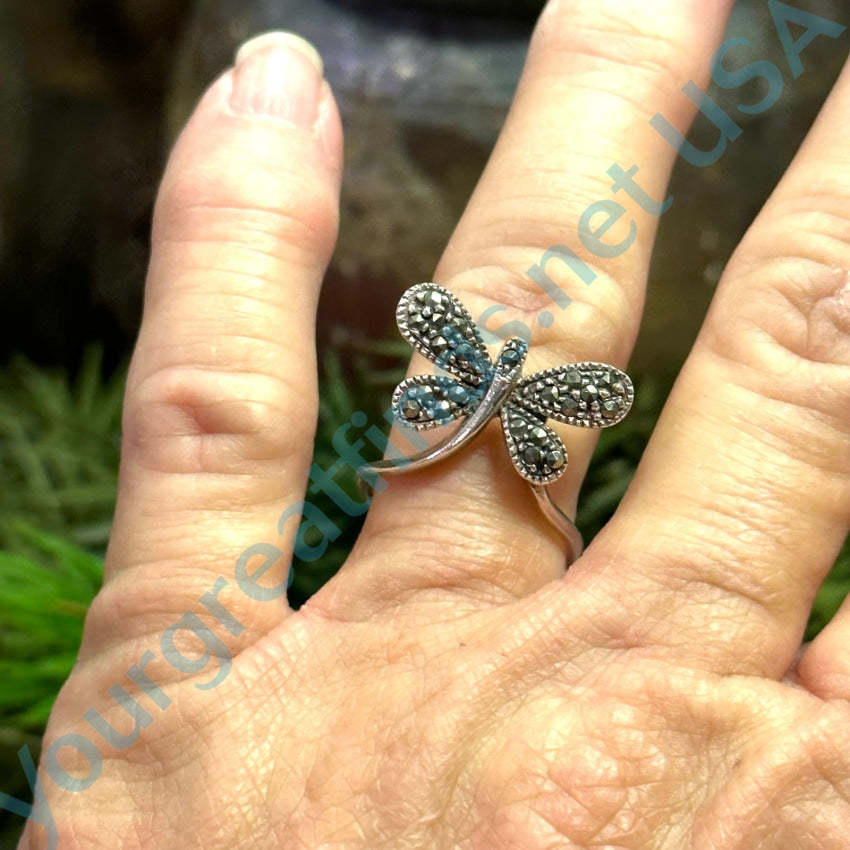 Sterling Silver Marcasite Butterfly Ring 7.5