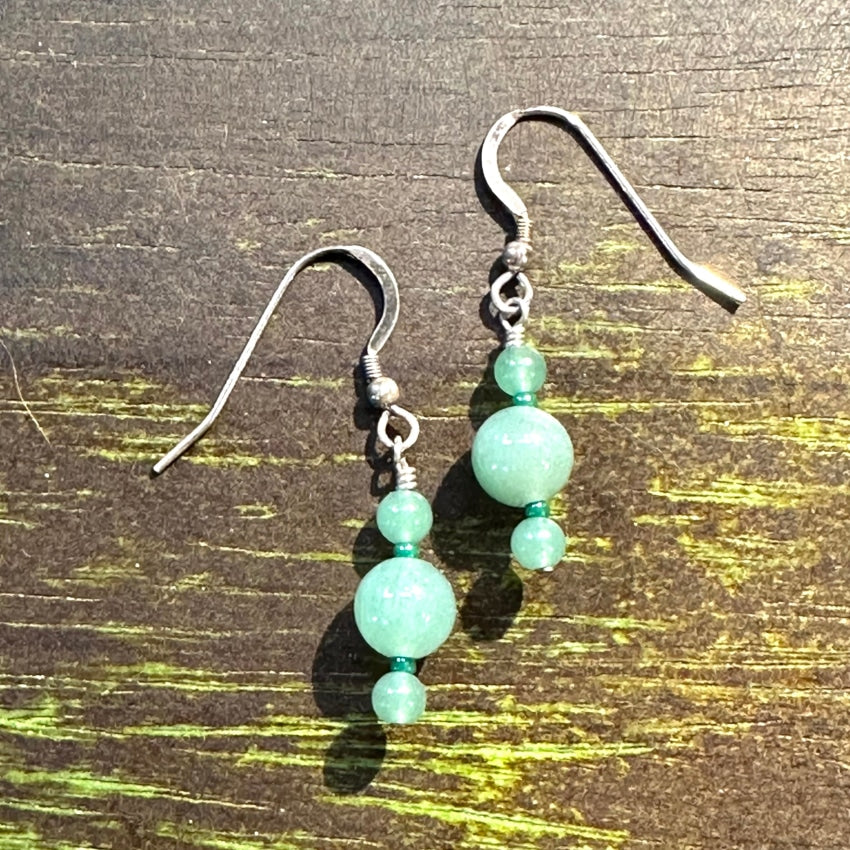 Sterling Silver Mint Green Gemstone Beaded Earrings