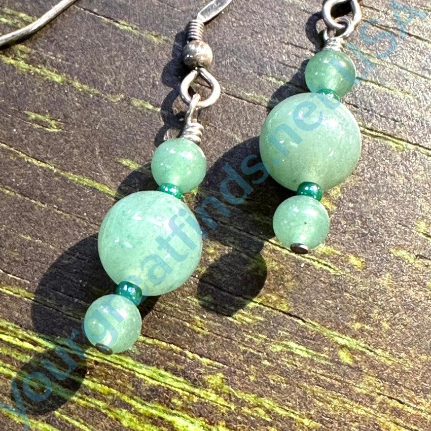 Sterling Silver Mint Green Gemstone Beaded Earrings