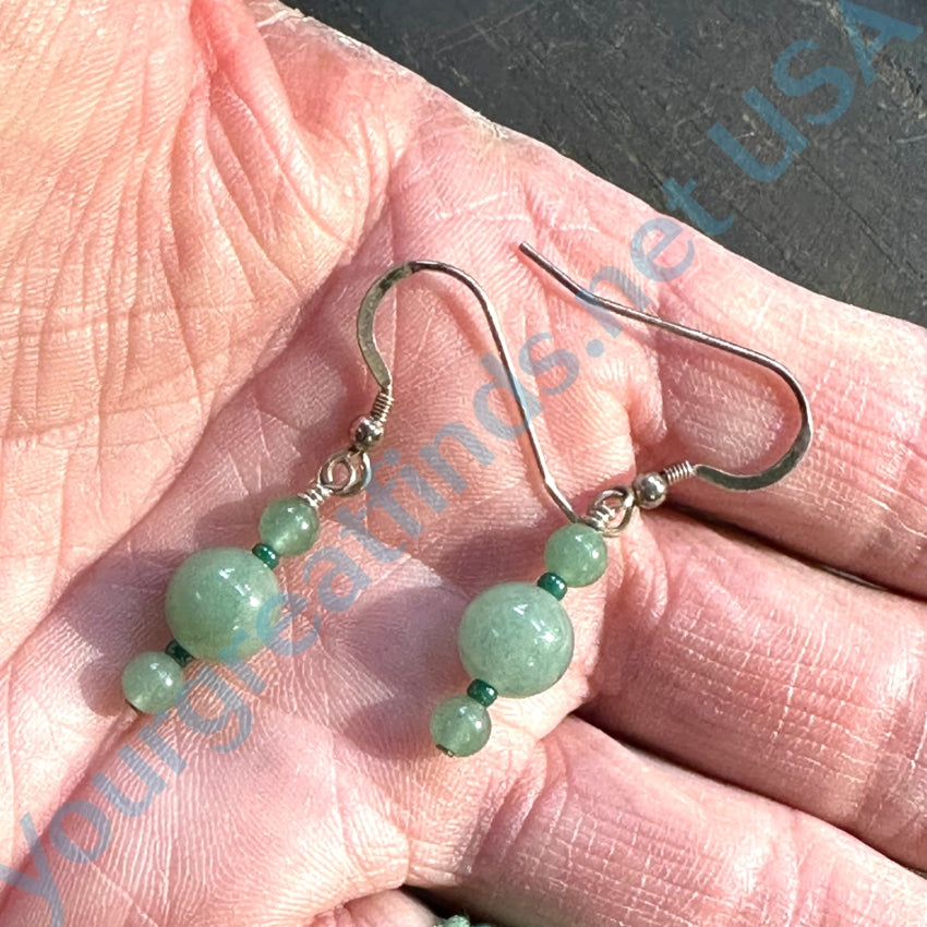 Sterling Silver Mint Green Gemstone Beaded Earrings