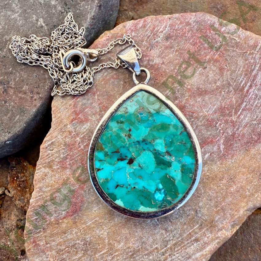 Sterling Silver Mojave Blue Turquoise Pendant Chain Necklace necklace