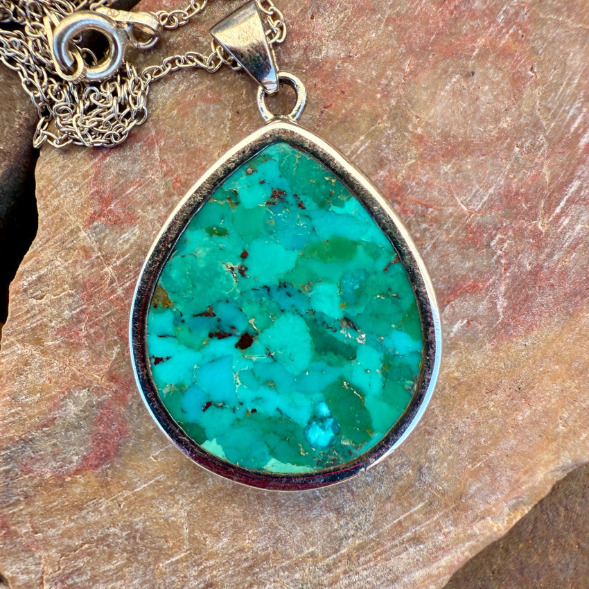 Sterling Silver Mojave Blue Turquoise Pendant Chain Necklace necklace