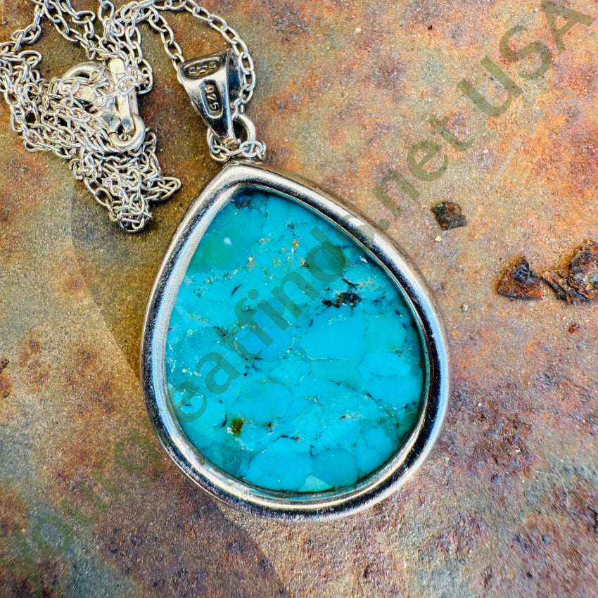 Sterling Silver Mojave Blue Turquoise Pendant Chain Necklace necklace