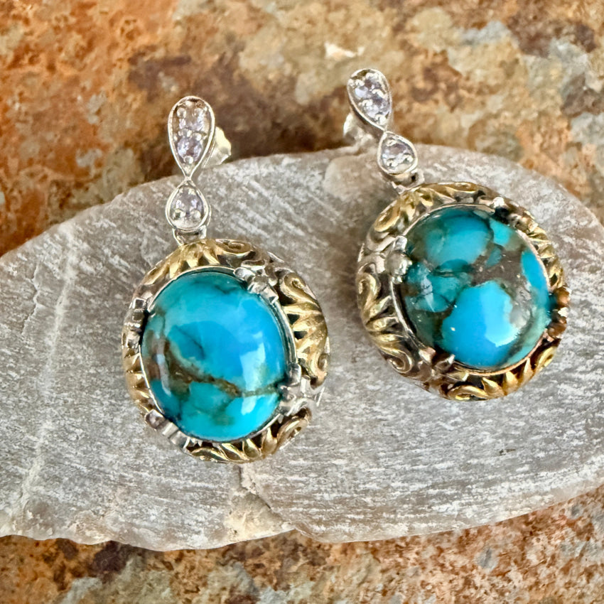Sterling Silver & Mojave Blue Turquoise Pierced Post Earrings earrings
