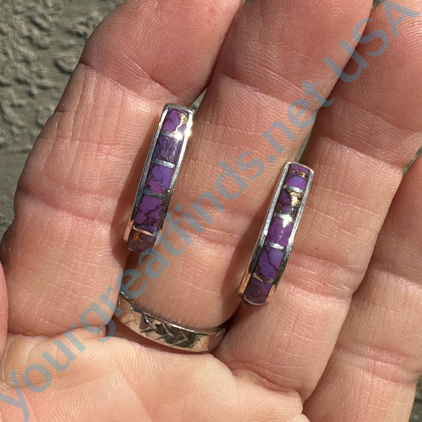 Sterling Silver & Mojave Purple Pierced Post Earrings Earrings