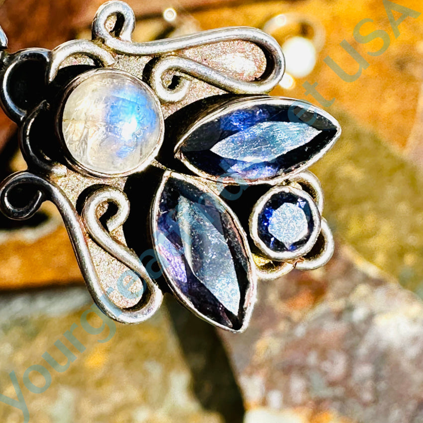 Sterling Silver Moonstone Iolite Pendant