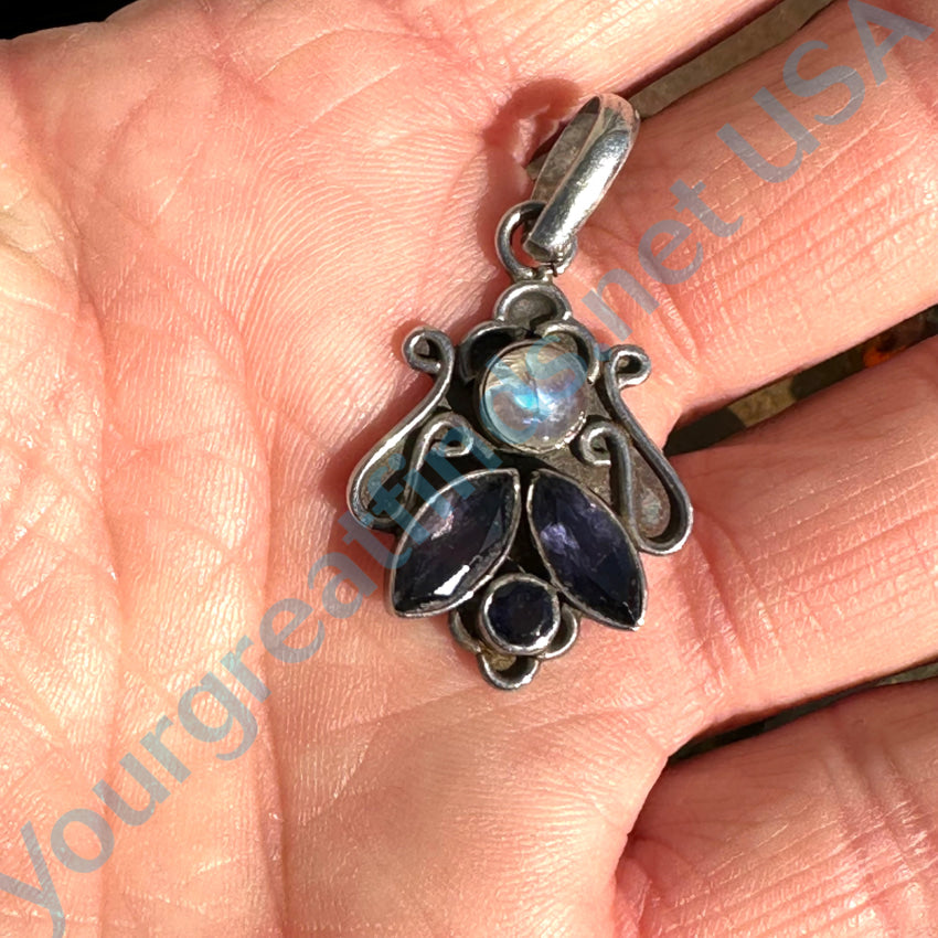 Sterling Silver Moonstone Iolite Pendant