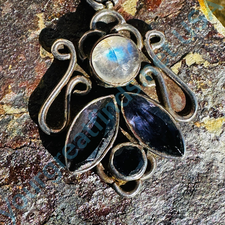 Sterling Silver Moonstone Iolite Pendant