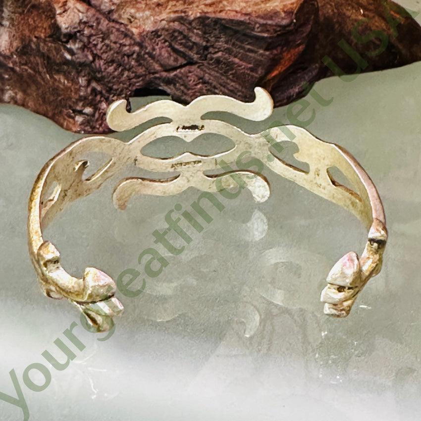 Sterling Silver Navajo Sand Cast Cuff Bracelet Fl Begay Bracelet