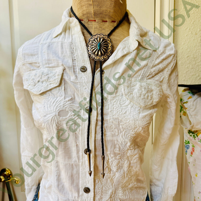 Sterling Silver Navajo Turquoise Concho Bolo Tie bolo tie