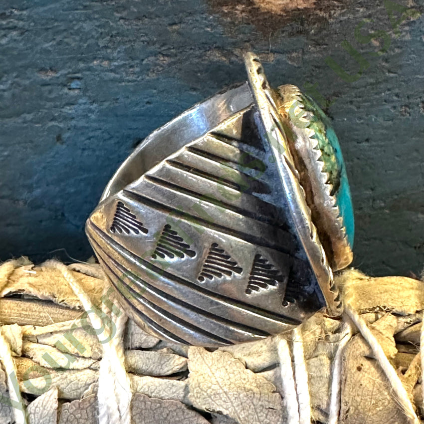 Sterling Silver Navajo Turquoise Ring George Phillips Size 12 1/2