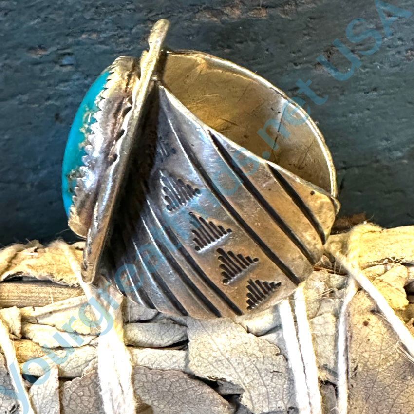 Sterling Silver Navajo Turquoise Ring George Phillips Size 12 1/2