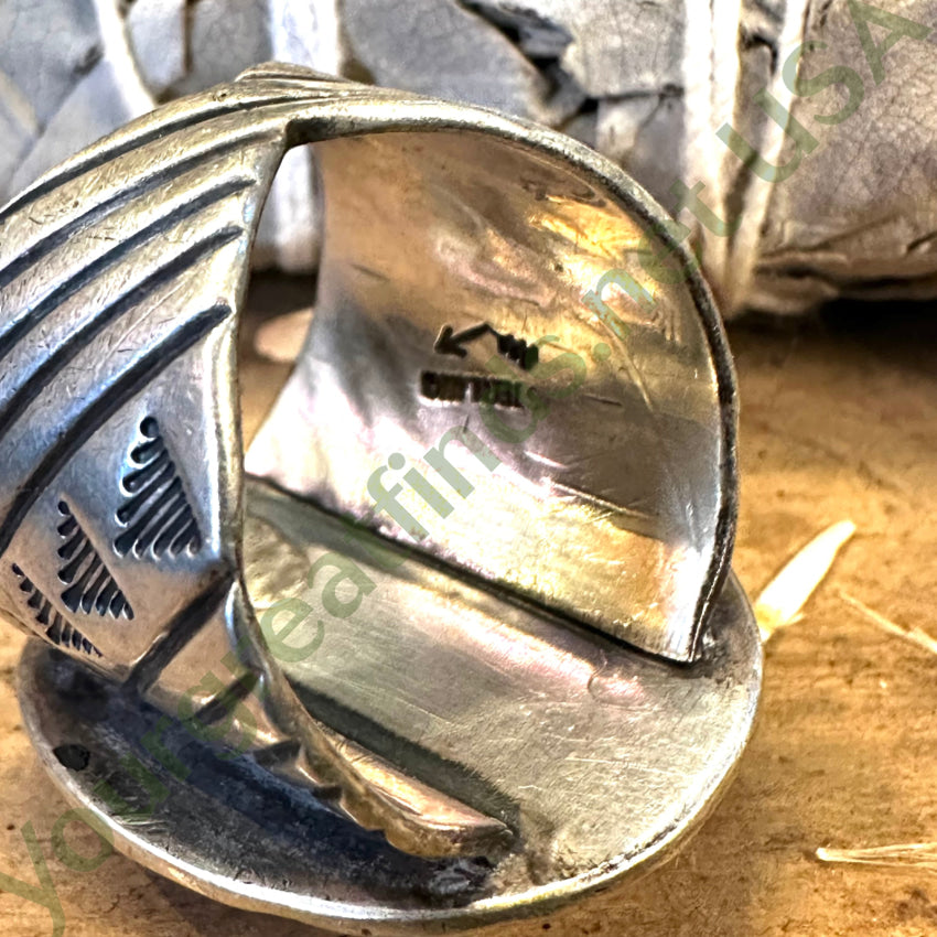 Sterling Silver Navajo Turquoise Ring George Phillips Size 12 1/2