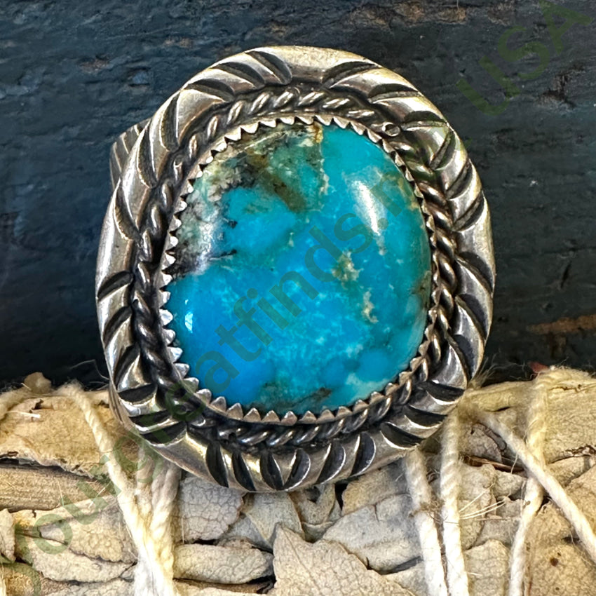 Sterling Silver Navajo Turquoise Ring George Phillips Size 12 1/2