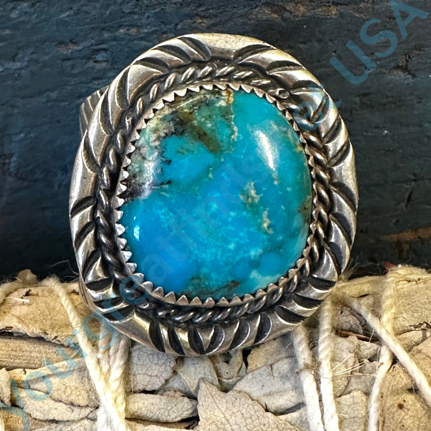 Sterling Silver Navajo Turquoise Ring George Phillips Size 12 1/2