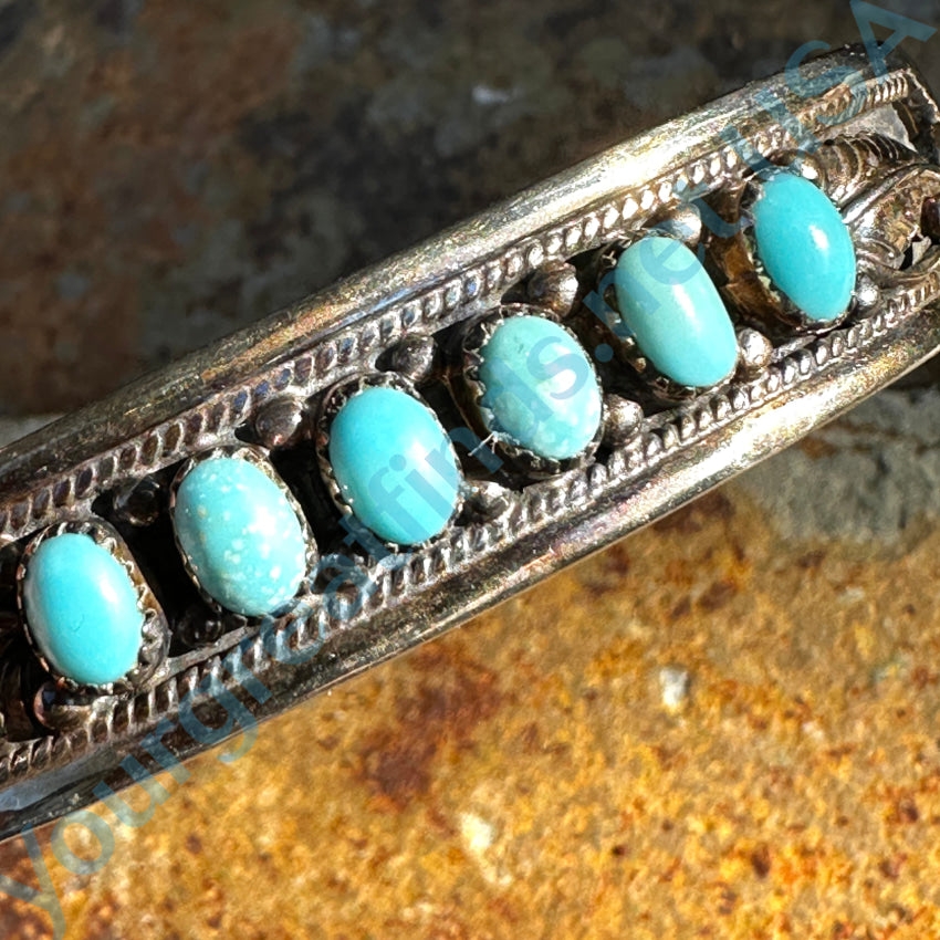 Sterling Silver Navajo Turquoise Row Bracelet Bracelet