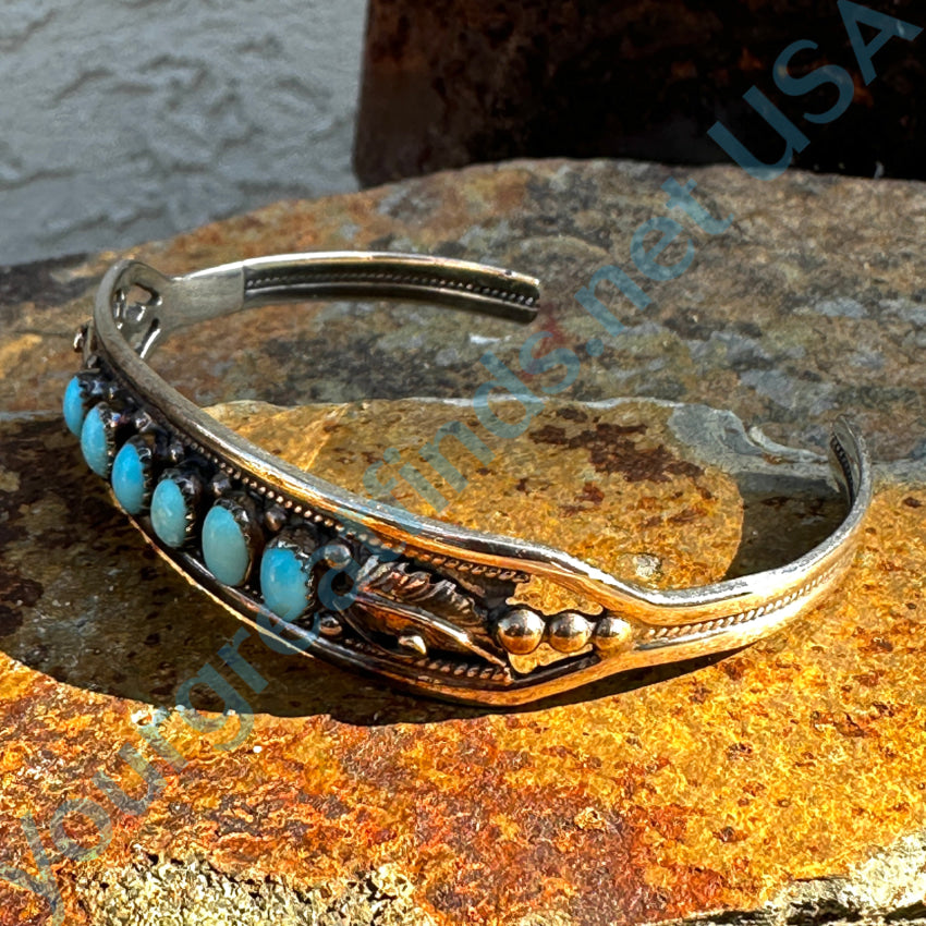 Sterling Silver Navajo Turquoise Row Bracelet Bracelet