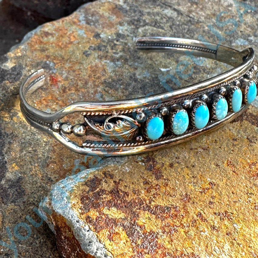 Sterling Silver Navajo Turquoise Row Bracelet Bracelet