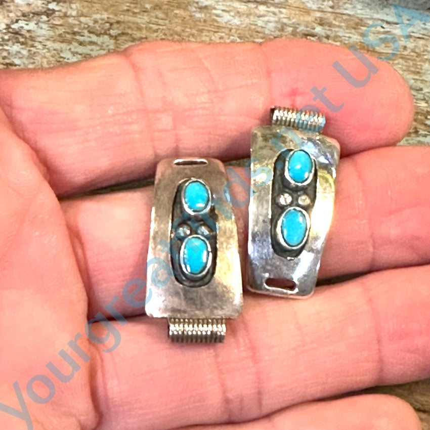 Sterling Silver Navajo Watch Band Plates Turquoise