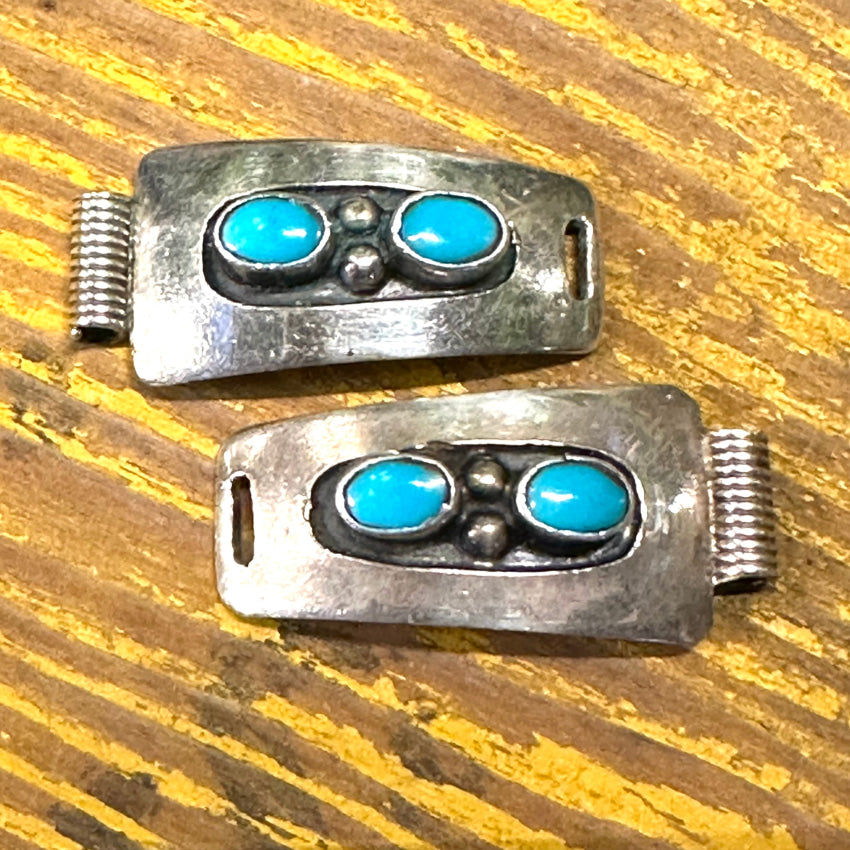 Sterling Silver Navajo Watch Band Plates Turquoise