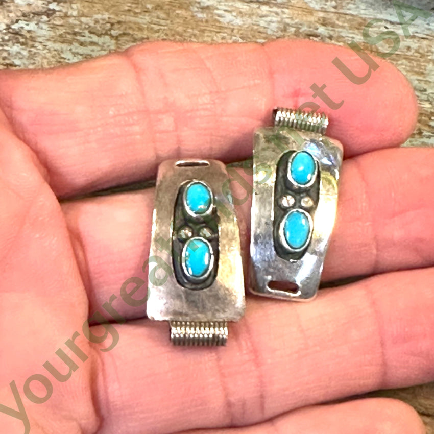 Sterling Silver Navajo Watch Band Plates Turquoise