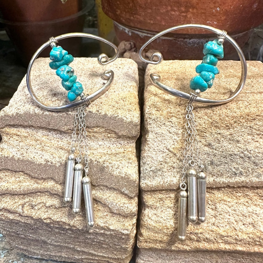 Sterling Silver &amp; Nugget Turquoise Ear Cuffs