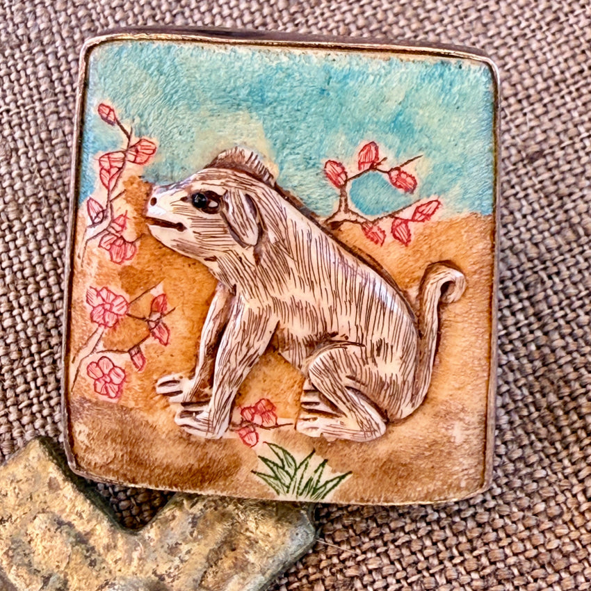 Sterling Silver Old Chinese Export Year of the Monkey Ring 8 ring