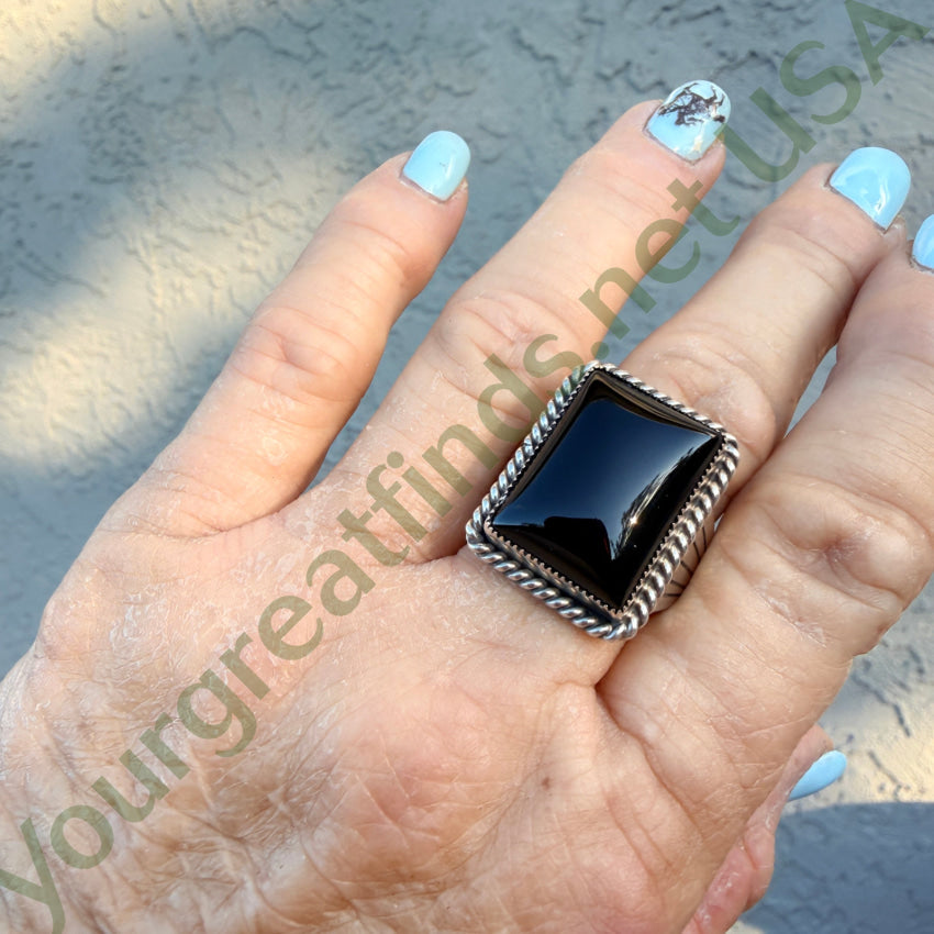 Sterling Silver & Onyx Ring Jay King Mine Finds Size 10 1/8 ring