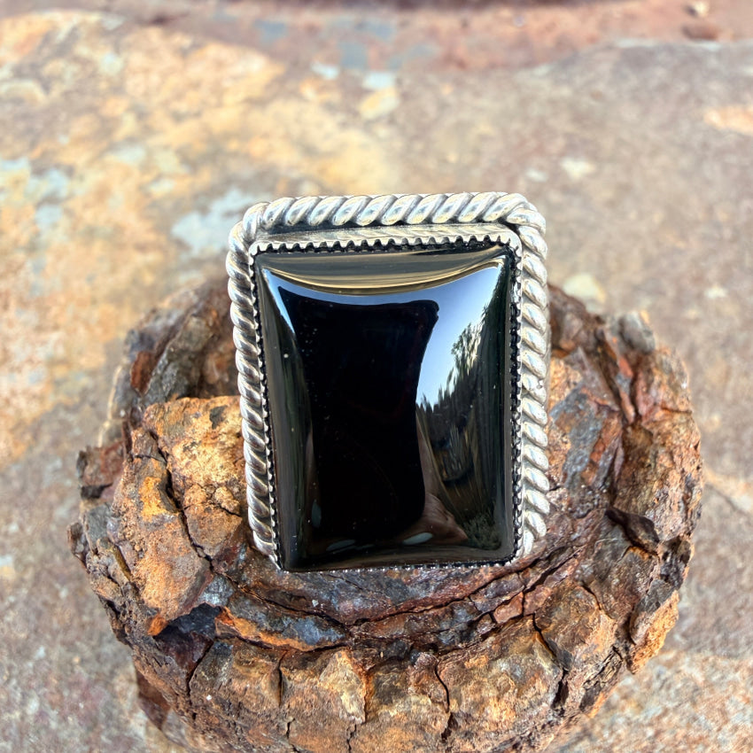 Sterling Silver & Onyx Ring Jay King Mine Finds Size 10 1/8 ring