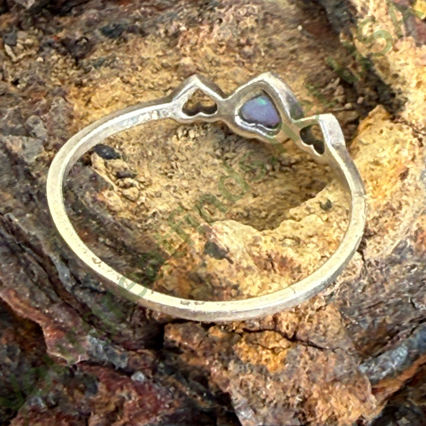Sterling Silver & Opal Heart Ring Size 9 1/4 ring
