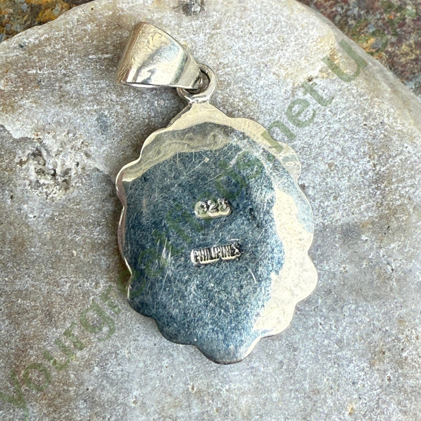 Sterling Silver Opal Jasper & Jet Inlay Pueblo Landscape Pendant pendant