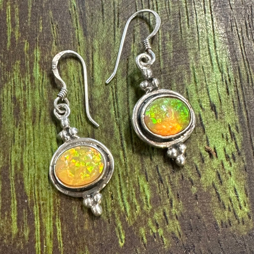 Sterling Silver Opal Pierced Earrings