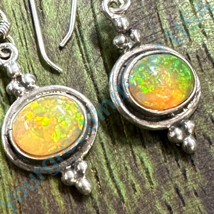 Sterling Silver Opal Pierced Earrings