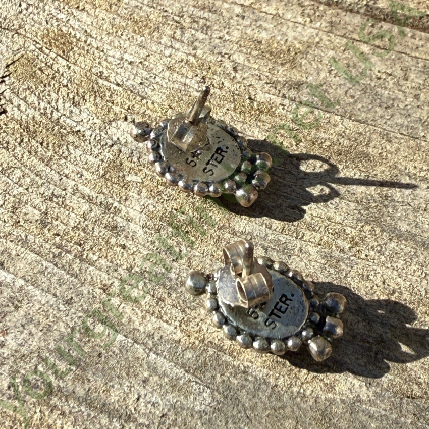 Sterling Silver & Opal Pierced Post Stud Earrings Earrings